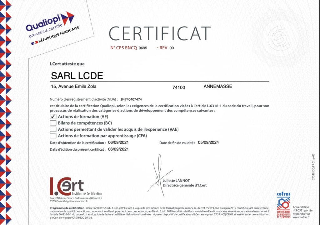 Certificat qualiopi